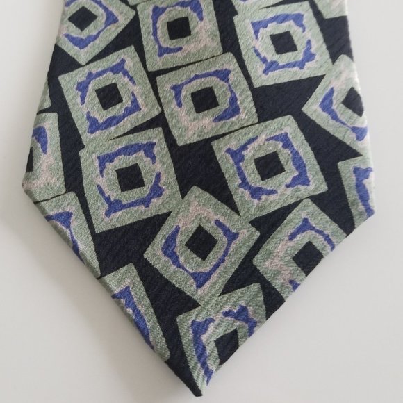 FRANK STELLA Geometric Design Italian Silk Tie - Picture 2 of 9